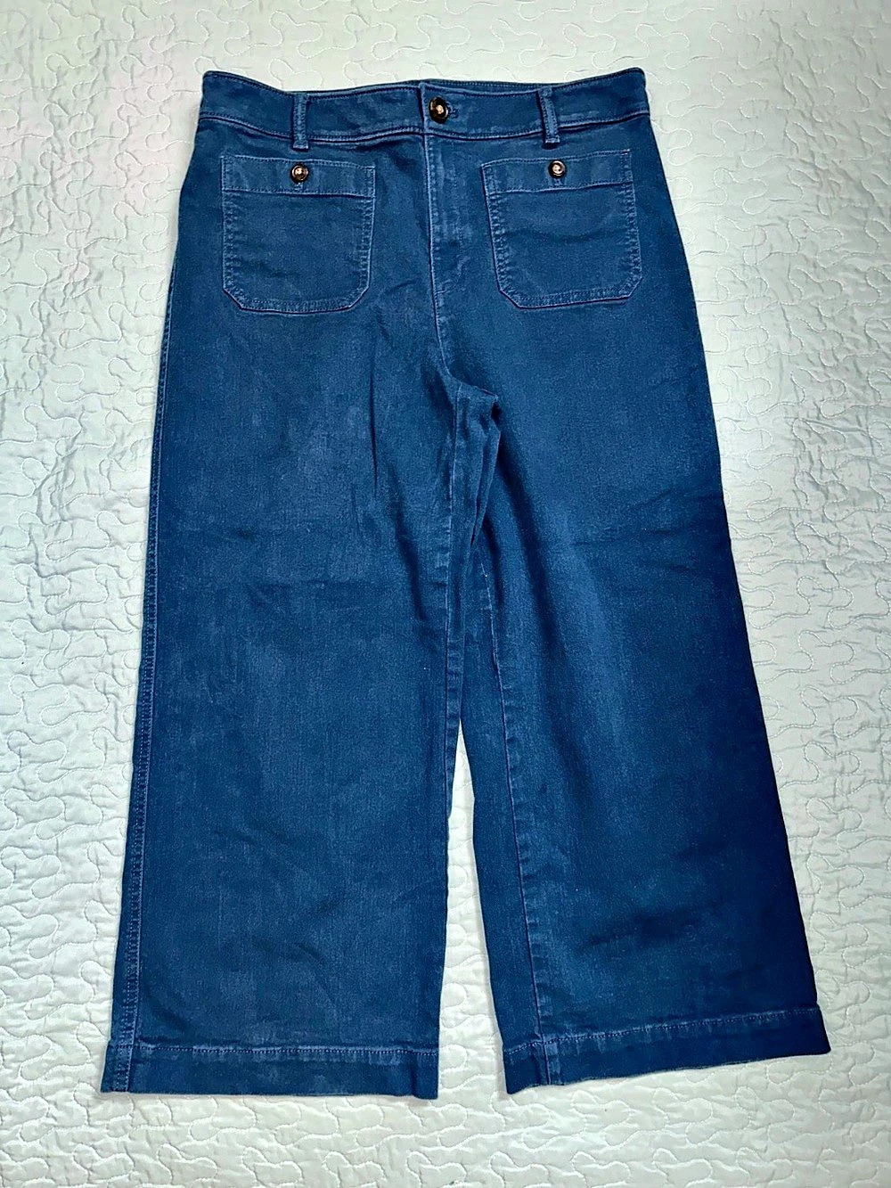LOFT The Palmer Cropped Wide Leg Jeans Blue Size 12